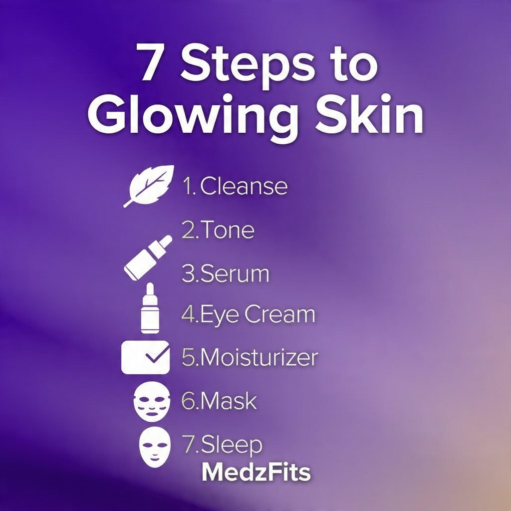 7 steps night skincare routine for glowing skin MedzFits