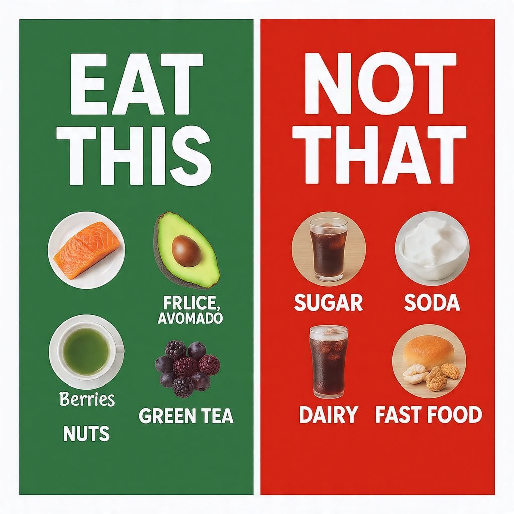 foods for clear skin infographic eat this vs not that diet guide